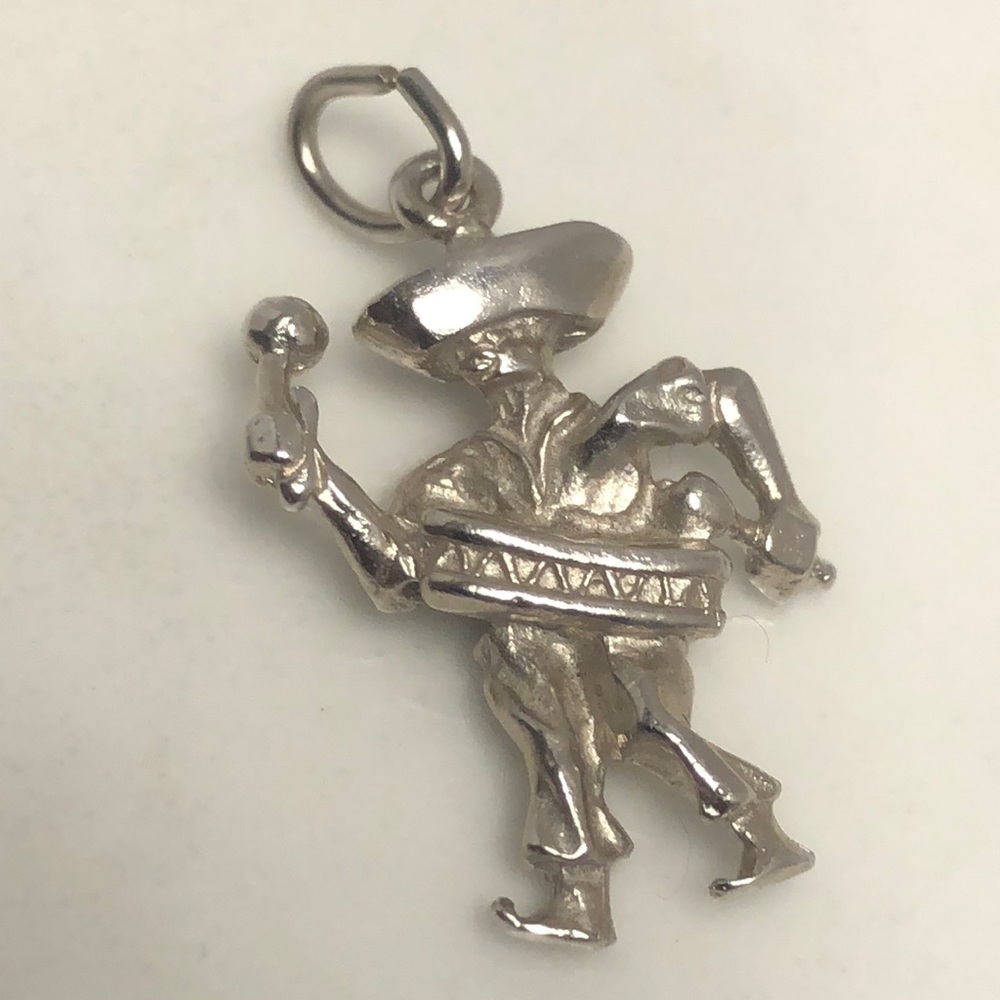 Charro mariachi Mexican vintage pendant sterling silver bracelet charm